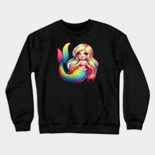 Rainbow Tail Kawaii Blonde Mermaid Crewneck Sweatshirt